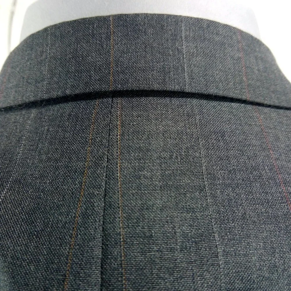 Evan Picone 41R 2 Button Double Breasted Dk Gray Striped Suit Blazer Sport Coat